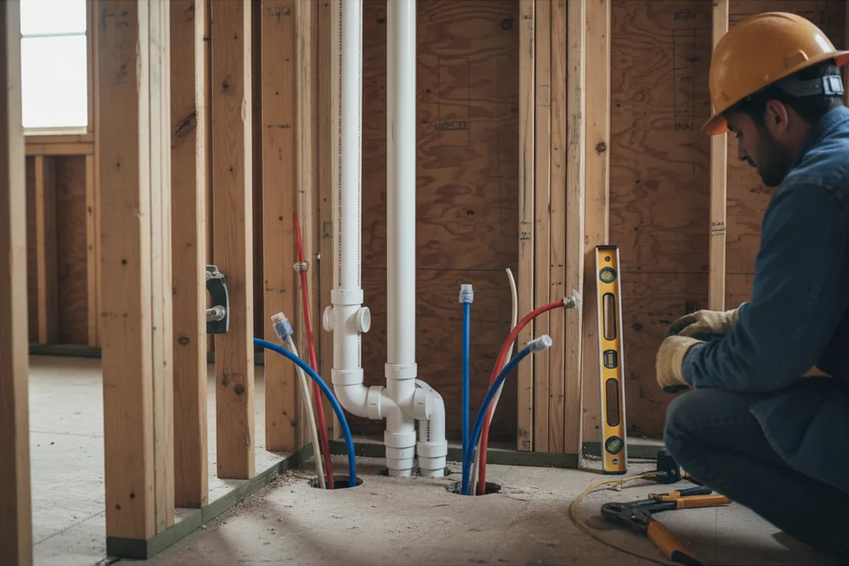 Drain and supply rough-in during Drain Cleaning in Bushwood
