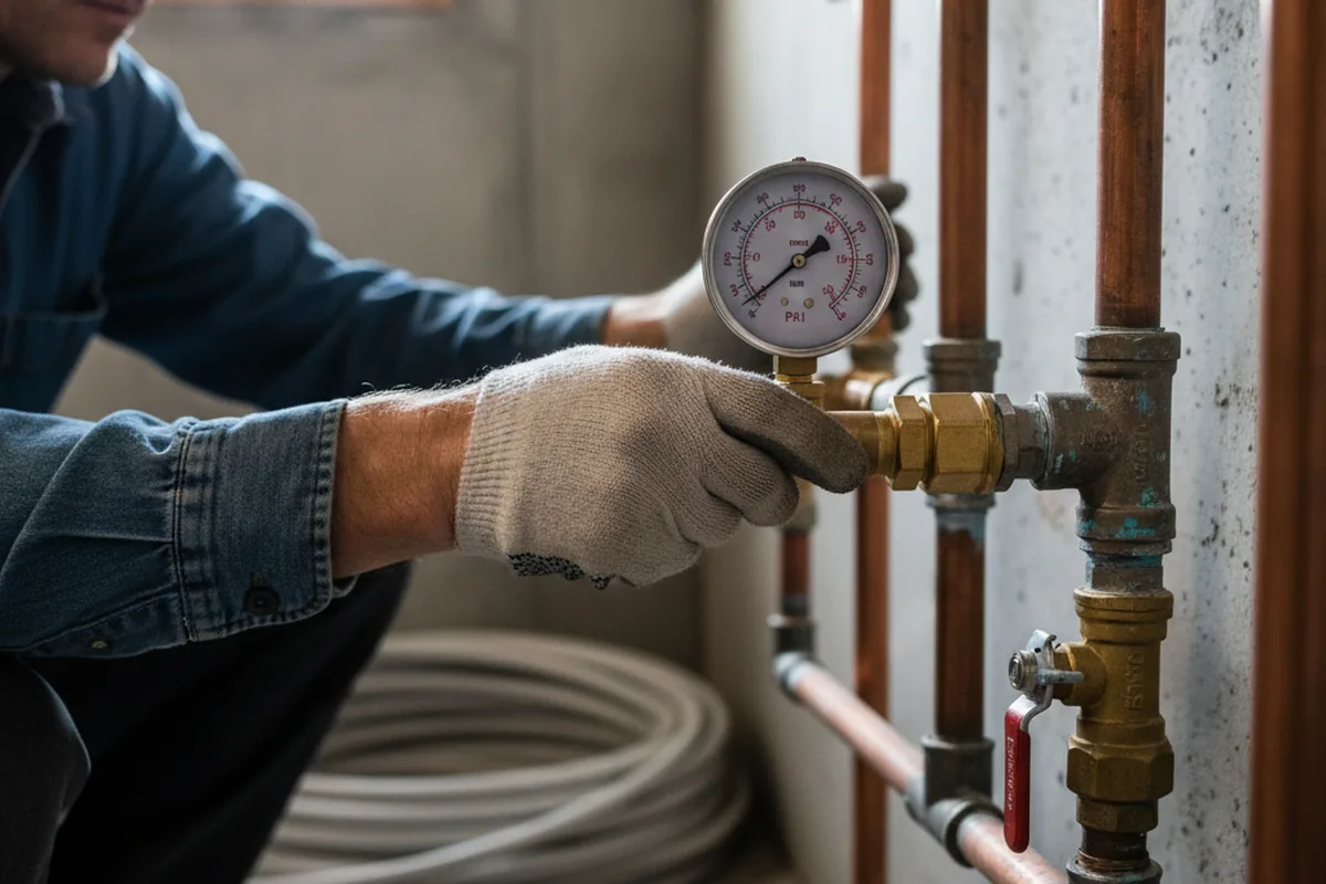 Pressure testing a repaired line during Water Line Repair in Bushwood